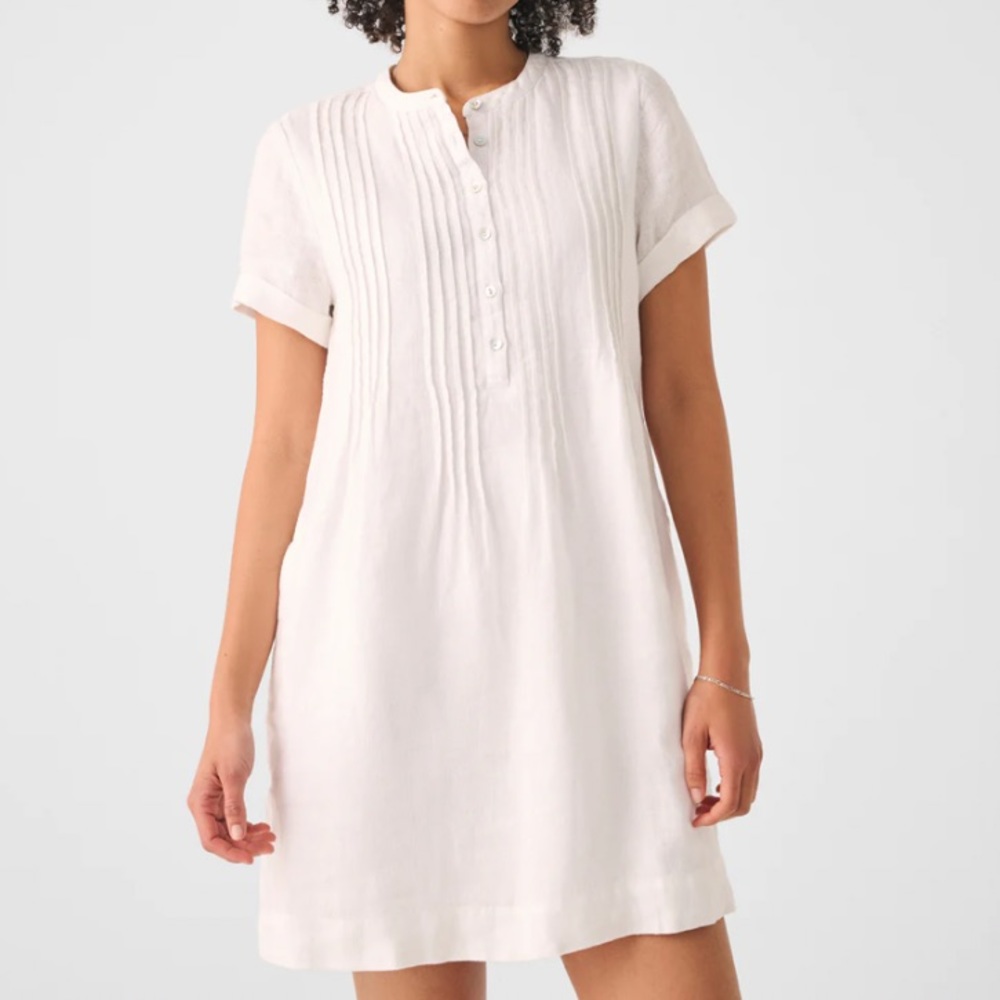 FAHERTY Gemina Basketweave Linen Dress, Medium